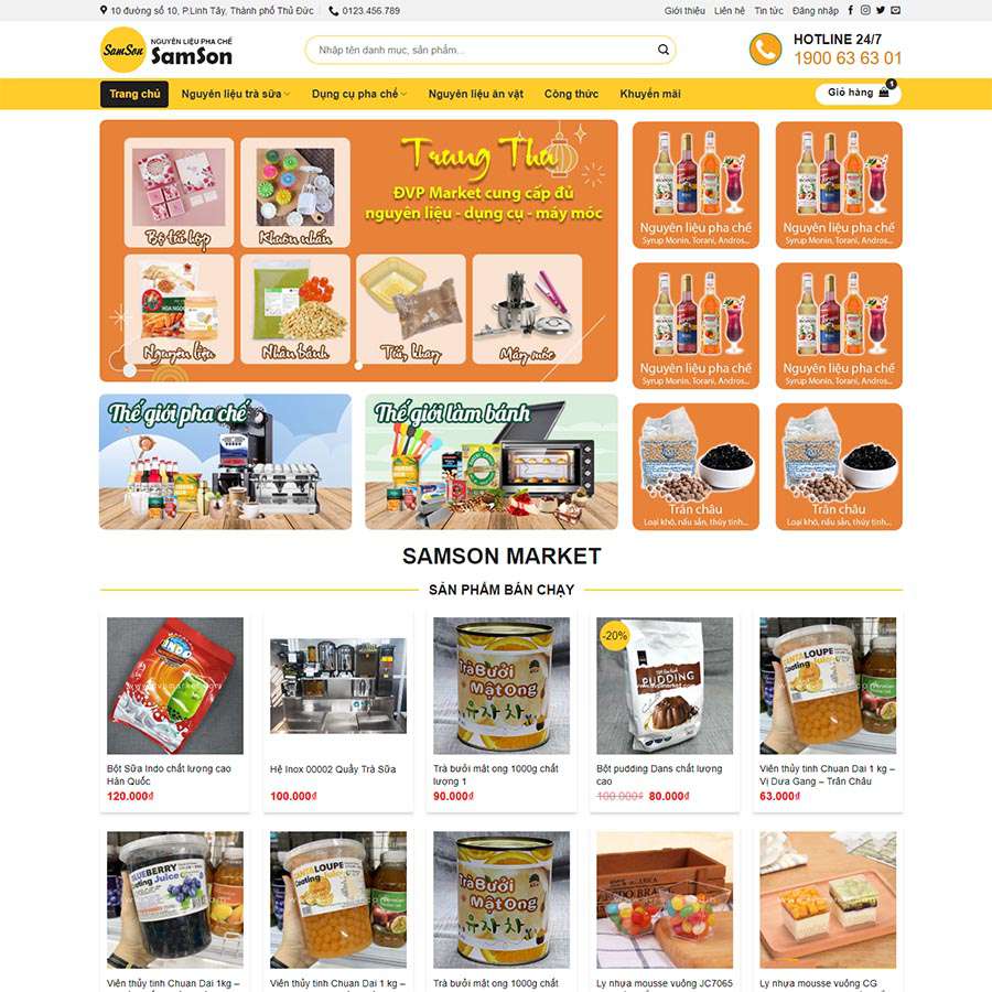 Theme wordpress bán nguyên liệu trà sữa